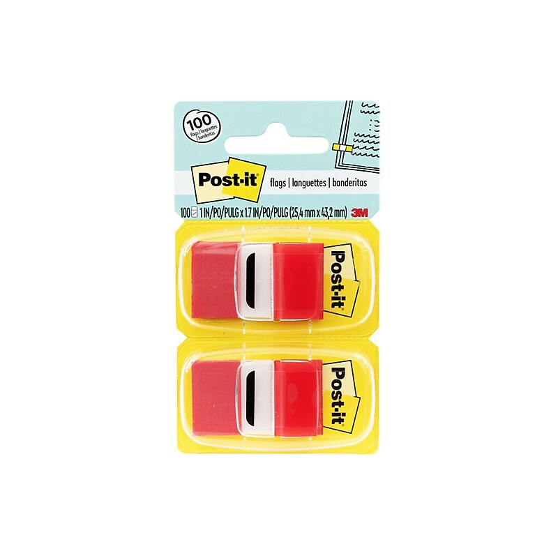 Post-it Flags Value Pack, 1", Red, 50 Flags/Dispenser, 12 Dispensers/Box (680-RD12) image 1