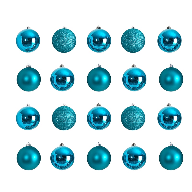 Nearly Natural Holiday Christmas Teal Shatterproof Ornament Set, 3", 20/Set (D1056-TL) image 1