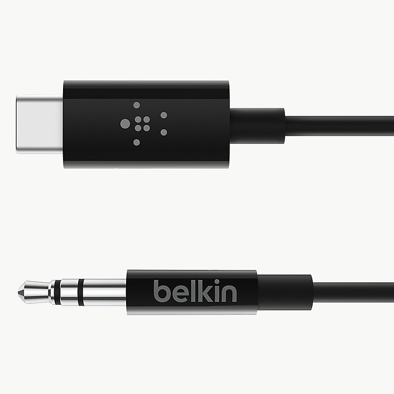 Belkin RockStar 3' USB-C to 3.5mm Audio Cable, Male to Male, Black (F7U079BT03-BLK) image 1