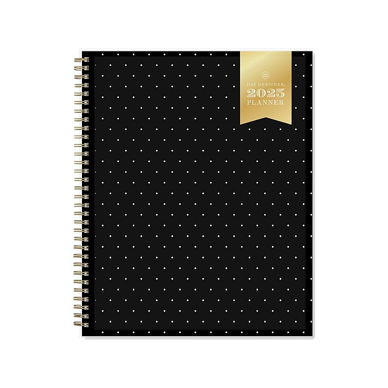 2025 Blue Sky Day Designer Swiss Dot 8.5" x 11" Weekly Planner, Plastic Cover, Black/Gold (148134) image 1