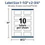 Avery TrueBlock Laser/Inkjet Rectangle Multipurpose Labels, 1.5" x 2.75", White, 500/Box (94230)~#|#~ADCCA1B8-ADB1-436A-9903BDE8AA8310D8_sc7