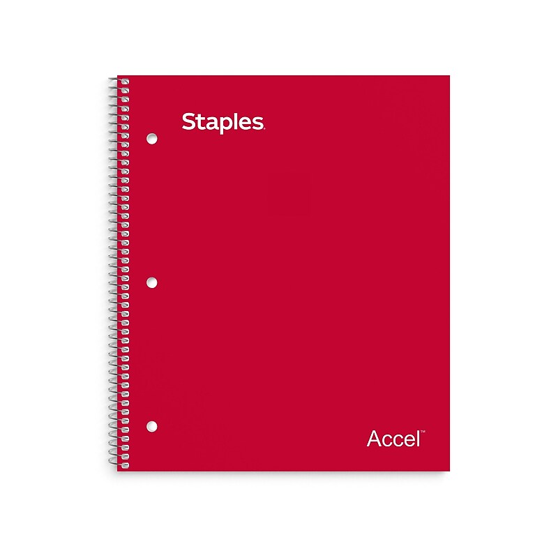 Staples Premium 1-Subject Notebook, 8.5" x 11", Graph Ruled, 100 Sheets, Red  (TR58324) image 1