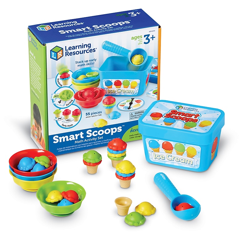 Learning Resources Smart Scoops Math Activity Set  Stacking and Sorting Toys, 55 Pieces, (LER6315) image 1