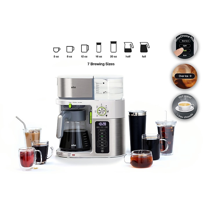 Braun MultiServe 10-Cup Automatic Drip Coffee Maker, White