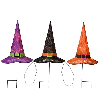 National Tree Company 23" Pre-Lit Multicolor Witch’s Hat Garden Stakes