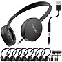 VentureX K22 Stereo Kids Learning Phone & Computer Headphone, 3.5mm & USB-A Adapter, Black, 50/Pack (VHPK22BD2M50)~#|#~ADDC6989-883F-4D16-BE89C0436F747CF9_sc7