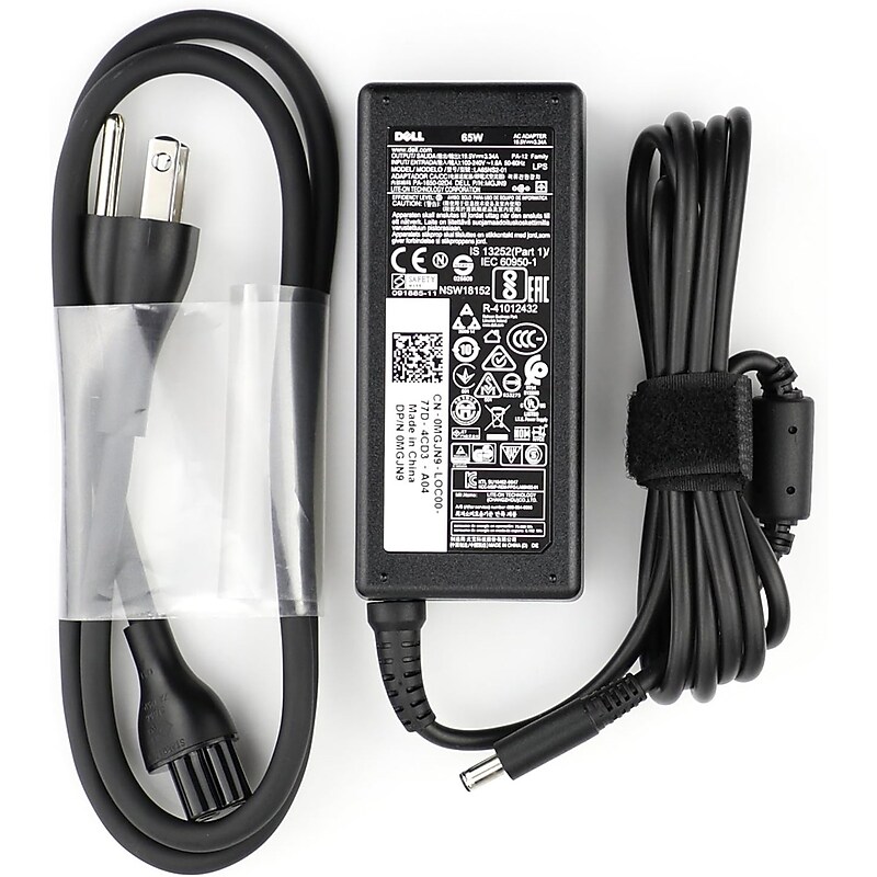 Dell 65W AC Adapter Charger for Dell Inspiron Laptop, Black (MGJN9) image 1