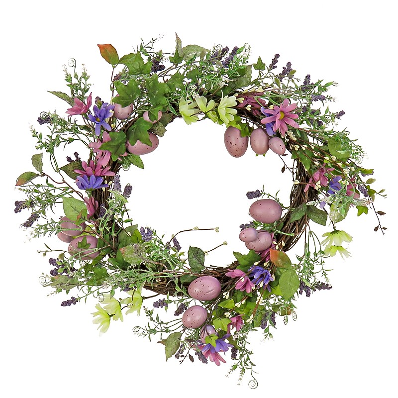 National Tree Company 22" Flowering Pink Eggs Easter Wreath (RAE-KSD20A114) image 1