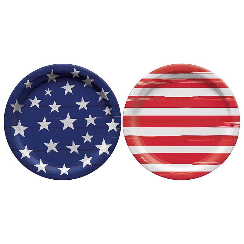 Party City Painted Patriotic 7" Paper Plates, Multicolored, 8 Plates/Pack (AM5403079) image 1