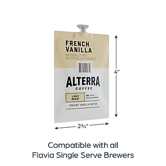 FLAVIA ALTERRA French Vanilla Coffee Freshpacks, Medium Roast, 100/Carton (MDRA183)