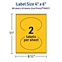 Avery Oval Laser/Inkjet Multipurpose Labels, 4" x 6", Bright Yellow (80/Box)~#|#~ADF4D507-EE29-42E1-99E27130FB709008_sc7