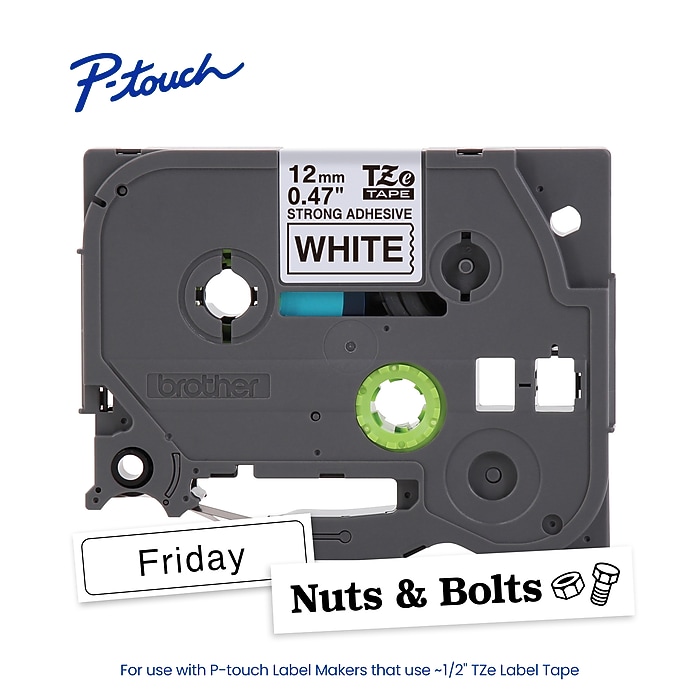 Brother P-touch TZe-S231 Strong Adhesive Laminated Label Tape, 1/2