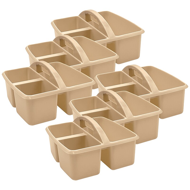 Teacher Created Resources Plastic Storage Caddy, 9" x 9.25" x 5.25", Light Brown, 6/Bundle (TCR20956-6) image 1