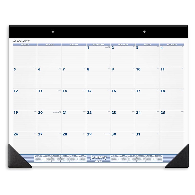 2025 AT-A-GLANCE 24" x 19" Monthly Desk Pad Calendar, White/Blue (SW230-00-25) image 1
