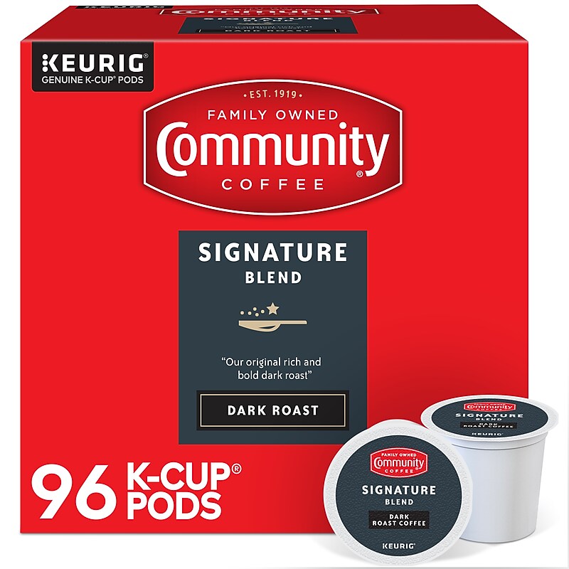 Community Coffee Signature Blend Coffee Keurig® K-Cup® Pods, Dark Roast, 96/Carton (5000374328CT) image 1