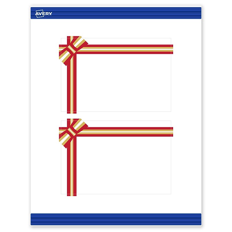Avery Gold-Red Gift Bow Matte Blank Card, White, 20/Pack (S00-FFT) image 1