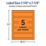Avery Laser/Inkjet Multipurpose Rectangle Labels, 1.5" x 7.5", Bright Orange, 50/Pack (94231)~#|#~AE39B0AE-F43D-402E-97218F8BD2DB1312_sc7