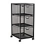 Mind Reader 3-Drawer Mobile Organizer Storage Cart with Wheels, Metal, Black (3TWHEEL-BLK)~#|#~AE3DF3B7-DAAD-4D61-BE0BE5689EA292B8_sc7