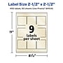 Avery Laser/Inkjet Square Pearlized Labels, 2.5" x 2.5", Ivory, 450 Labels/Box (94104)~#|#~AE42E4C6-9446-4629-AC4CCEBC938346BB_sc7