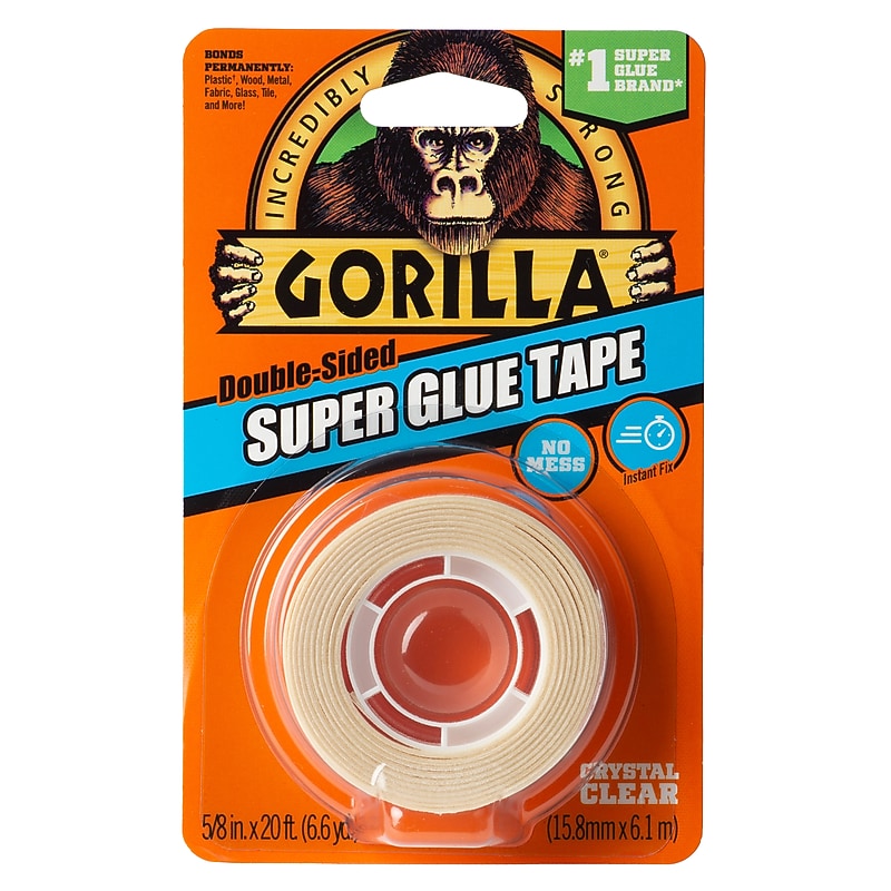 Gorilla Double-Sided Super Glue Tape, 5/8" x 20', Clear (109340) image 1