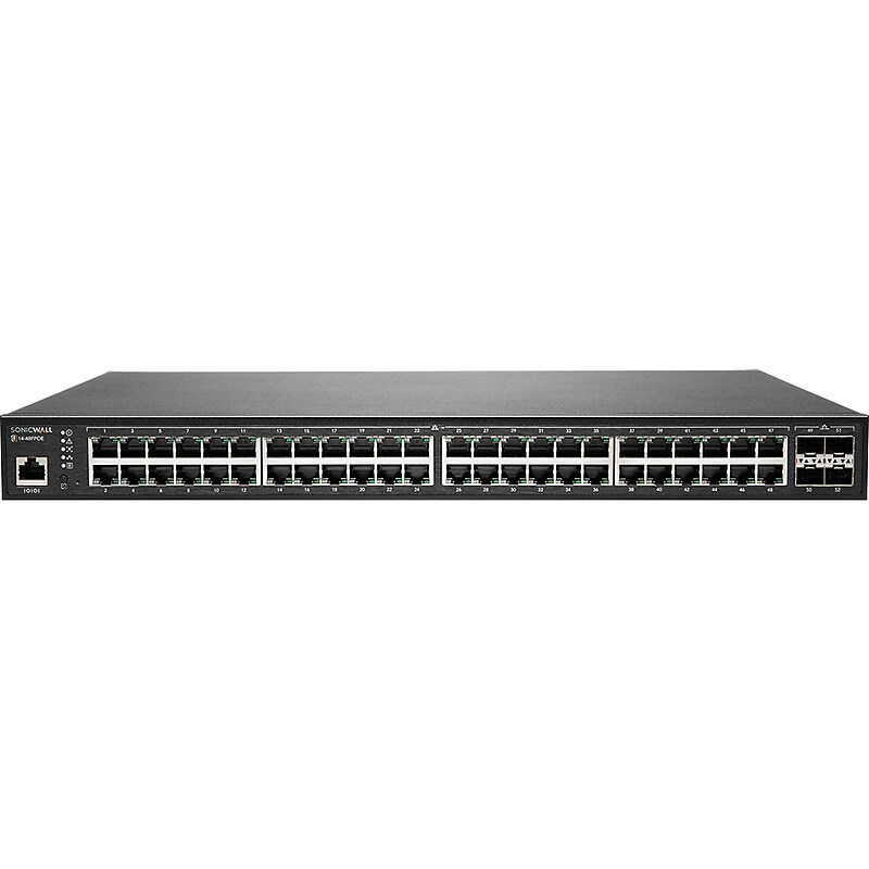 SonicWALL 48-Port Gigabit Ethernet Managed Switch, 176 Gbps, Black (02-SSC-2466) image 1