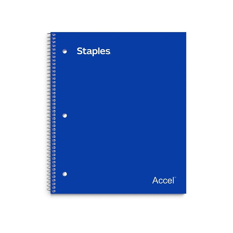 Staples 3-Subject Notebook, 8" x 10.5", Wide Ruled, Assorted Colors image 1
