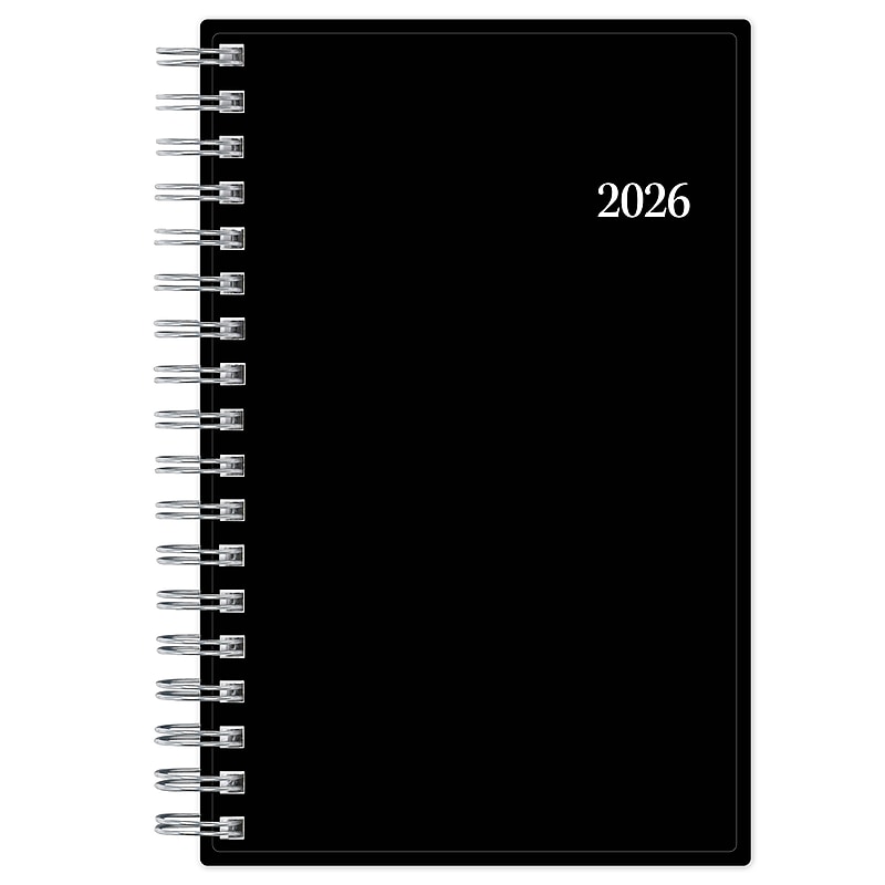 2026 Blue Sky Passages 3.625" x 6.125" Calendar Year Weekly & Monthly Planner, Plastic Cover, Black (152846) image 1