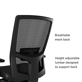 Union & Scale™ Workplace2.0 500 Series Vinyl and Mesh Task Chair, Black, Adjustable Lumbar, 2D Arms, Synchro Seat Slide (51974)
