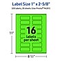 Avery Rectangle Multipurpose Labels, 1" x 2-5/8", Neon Green, 320/Pack (94201)~#|#~AE4D9339-34E2-47D2-BDD03B4C20D6D251_sc7