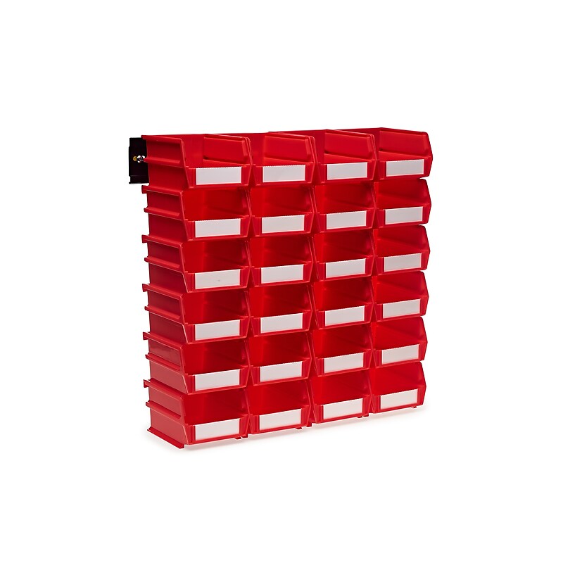 Triton Products LocBin Stackable Storage Bin, 3" x 4.12"x 5.37", Red, 24/Pack (3-210RWS) image 1