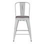 Flash Furniture Carly Indoor-Outdoor Counter Height Stool with Back, White with Gray Seat (ET353424WHPL1G)~#|#~AE619194-0593-420A-B3D1F978A69E1EED_sc7