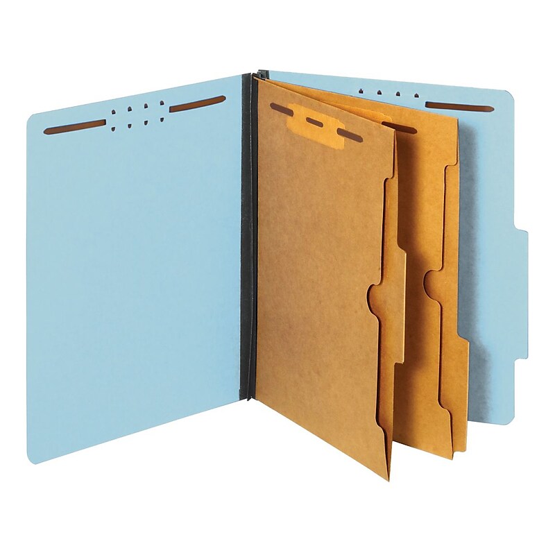 Pendaflex Recycled Pressboard Classification Folders, 2-Divider, 2.5" Expansion, Letter Size, Blue, 10/Box (24081P) image 1
