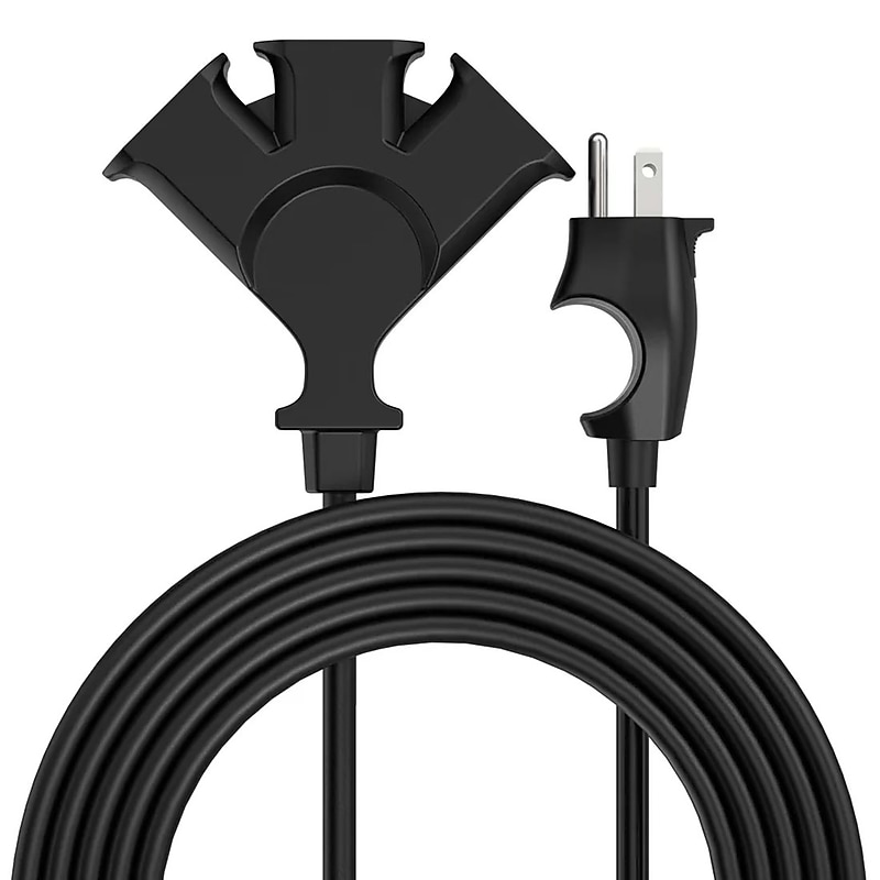 Uncaged Ergonomics Comfort Grip 8' Extension Cord, 3-Outlet, 16 AWG, Black (CGEC-BLACK) image 1