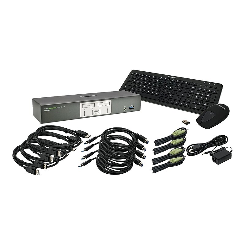 Iogear 4-Port 4K UHD DisplayPort KVMP with Keyboard and Mouse (GCS1904KM) image 1