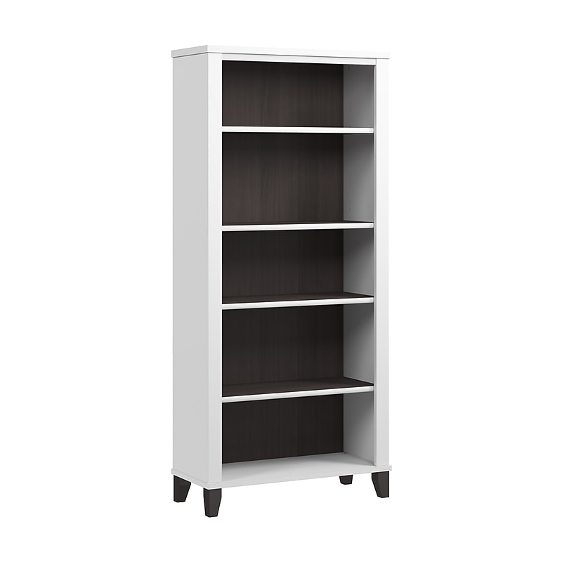 Bush Home Somerset Tall 5 Shelf Bookcase, Storm Gray/White (WC81065) image 1