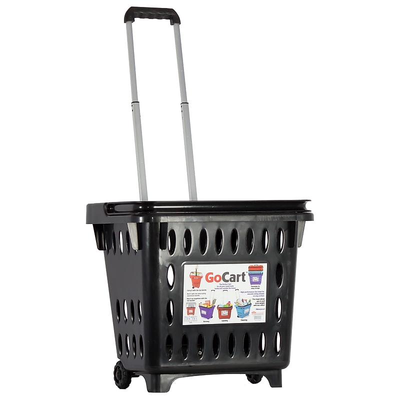 Dbest GoCart Grocery Shopping Cart Laundry Basket on Wheels, Black (01-520) image 1