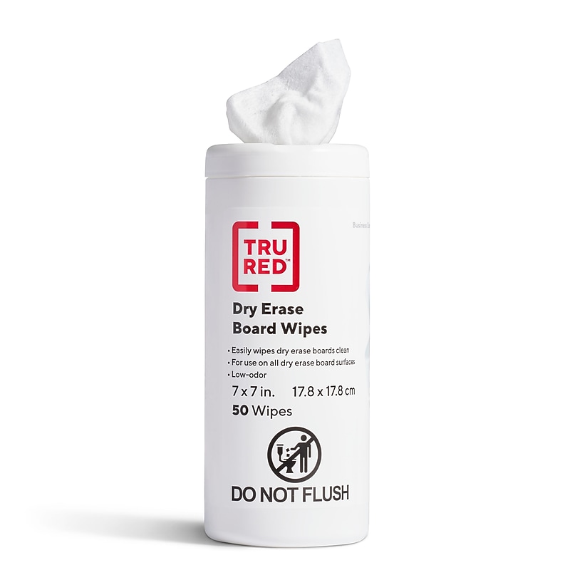 TRU RED™ Dry Erase Board Wipes, White, 50/Pack (TR57654) image 1