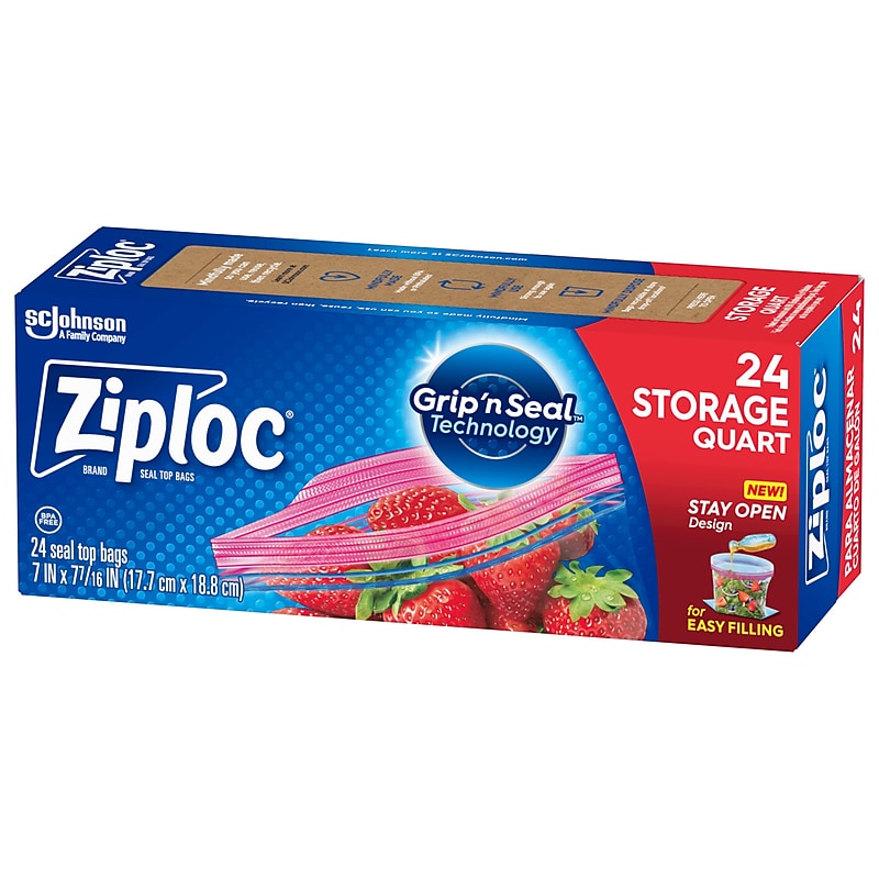 Ziploc Medium Storage Bags, 1 Qt., 24/Carton (314466) image 1