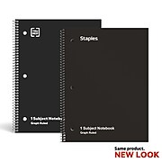Staples 1-Subject Notebook, 8" x 10.5", Graph Ruled, 70 Sheets, Black (TR23986)