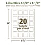 Avery EcoFriendly Laser/Inkjet Square Multipurpose Labels, 1-1/2" x 1-1/2", White, 2000/Box (94106)~#|#~AE911753-16A1-4FE5-9FE3009B9BC264EC_sc7