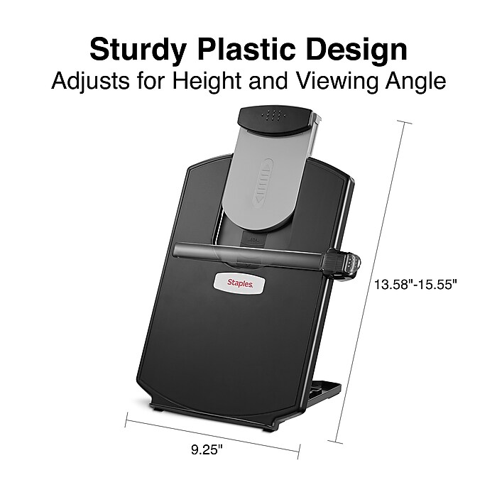 Staples® Plastic Document Stand with Clip & Guide Bar, Black