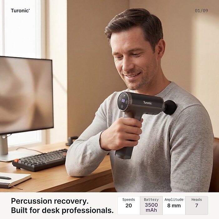 Turonic Percussion Massage Gun, 20-Speed, Black (G5) | Staples