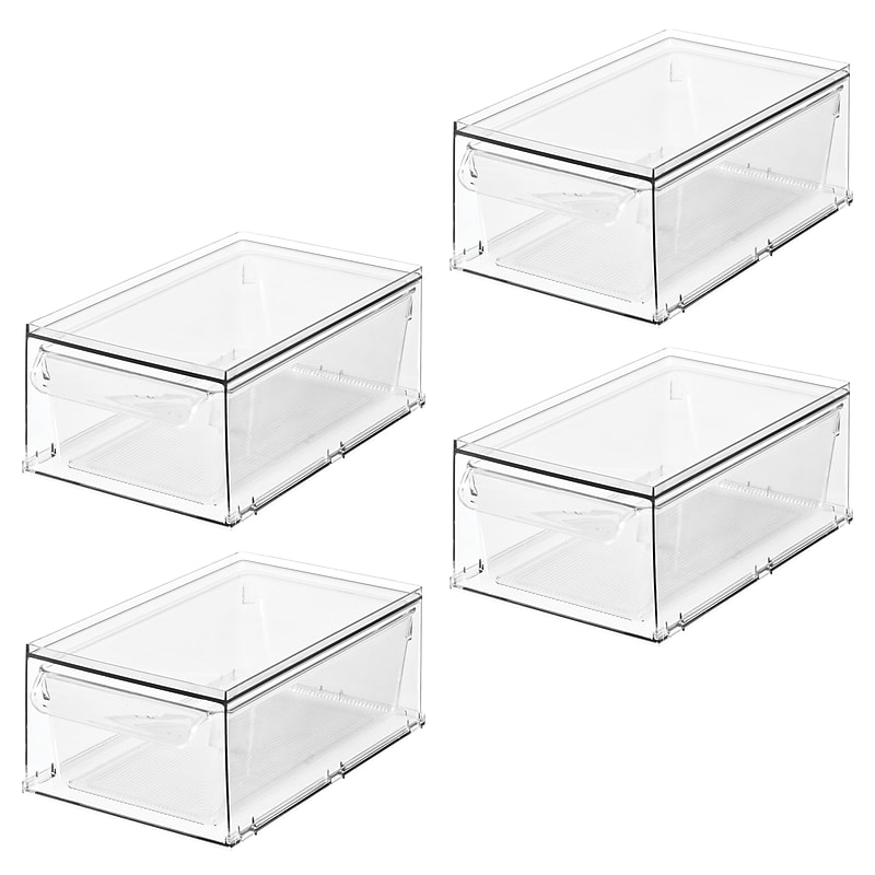 iDESIGN Small Stackable Plastic Storage Bin, Clear, 4/Pack (28397M4) image 1