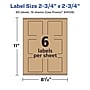 Avery Laser/Inkjet Square Multipurpose Labels, 2.75" x 2.75", Kraft Brown, 90 Labels/Pack ( 94109)~#|#~AE9DC18C-05A0-478D-B4F9BC6261F386D8_sc7