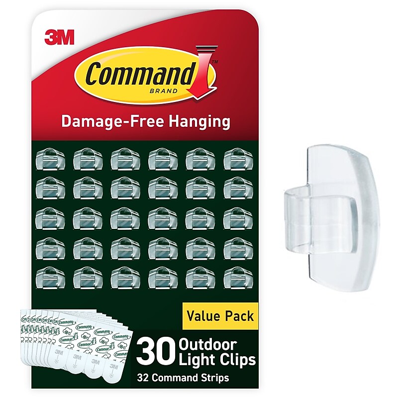 Command Light Clips, Clear, 30/Pack (17017CLRAW30NA) image 1