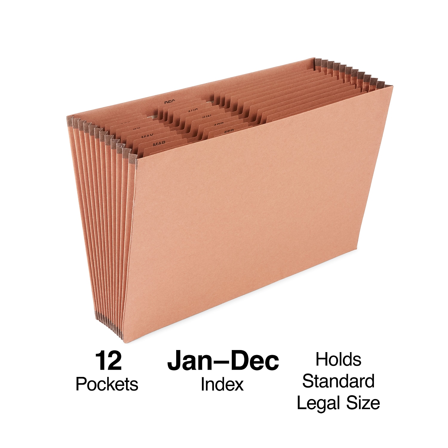 Staples Heavy-Duty Expanding File 3" Expansion Jan-Dec Index Legal Size Brown - Imagen 2 de 6