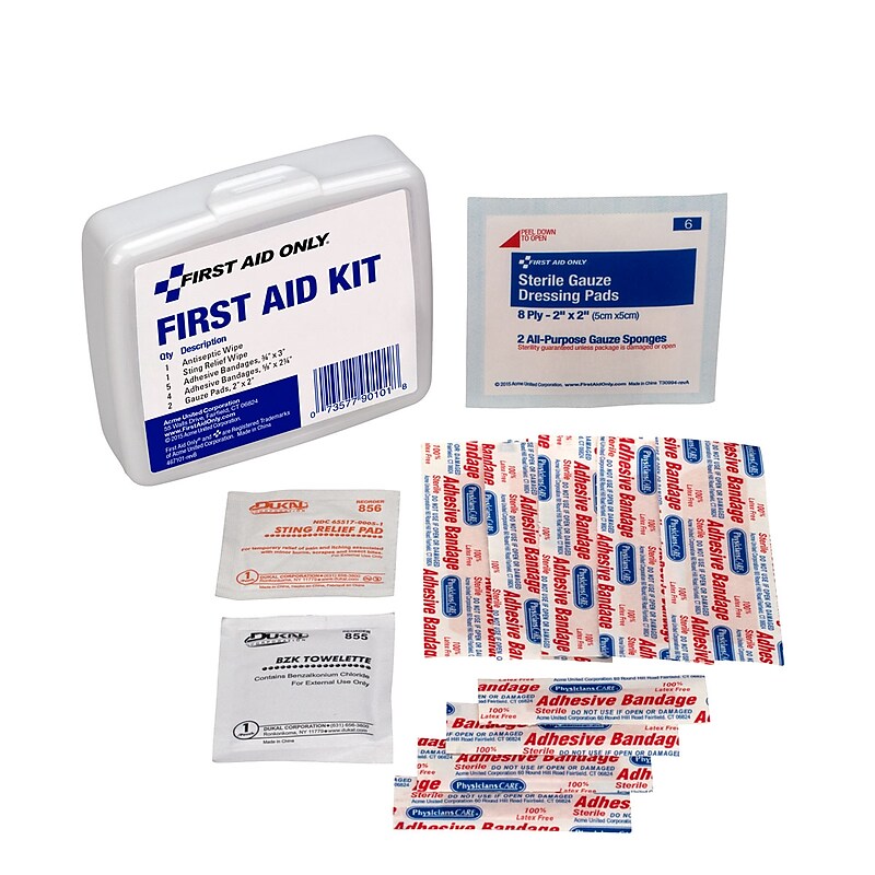 First Aid Only Personal First Aid Kit, Plastic Case, 13 Pieces (90101) image 1