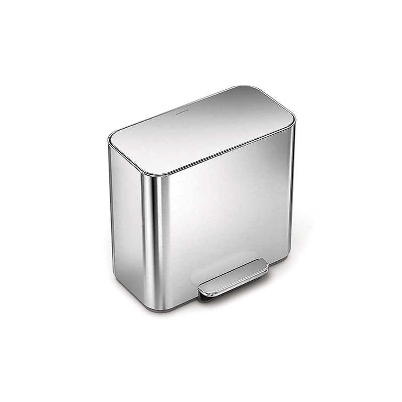 simplehuman Office Mini Steel Trash & Recycling Step Can, 4 Gallon (CW2120) image 1