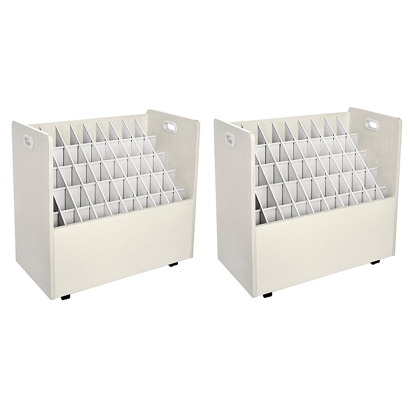 AdirOffice 50-Slot Mobile Roll File, 28.5"H x 30"W x 15.75"D, White (626-WHI-2PK) image 1