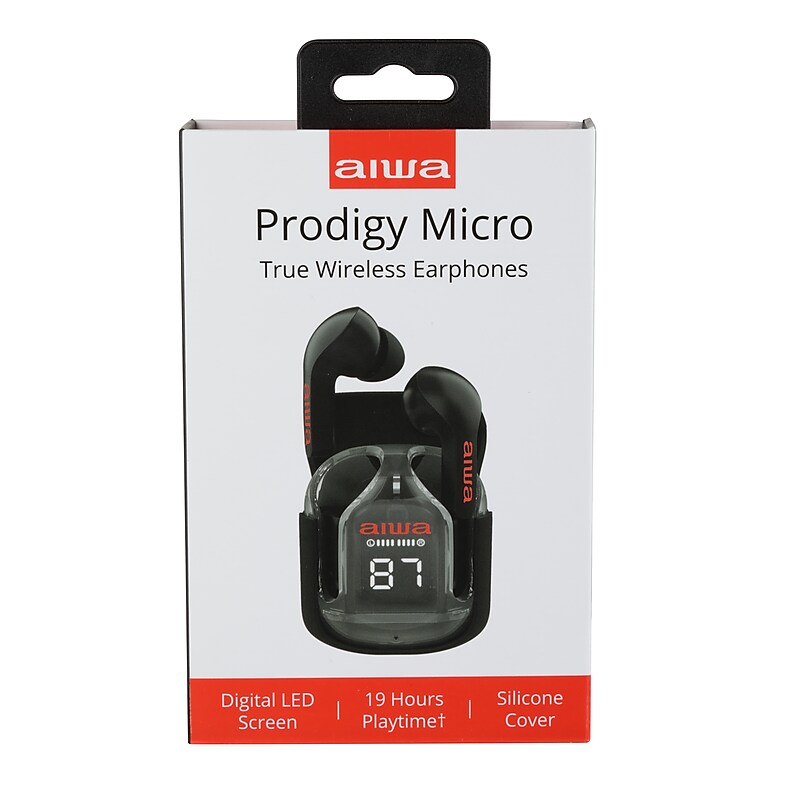 Aiwa Prodigy Micro Wireless Earbuds, Bluetooth, Black (AI1007-BLK-T35-12) image 1
